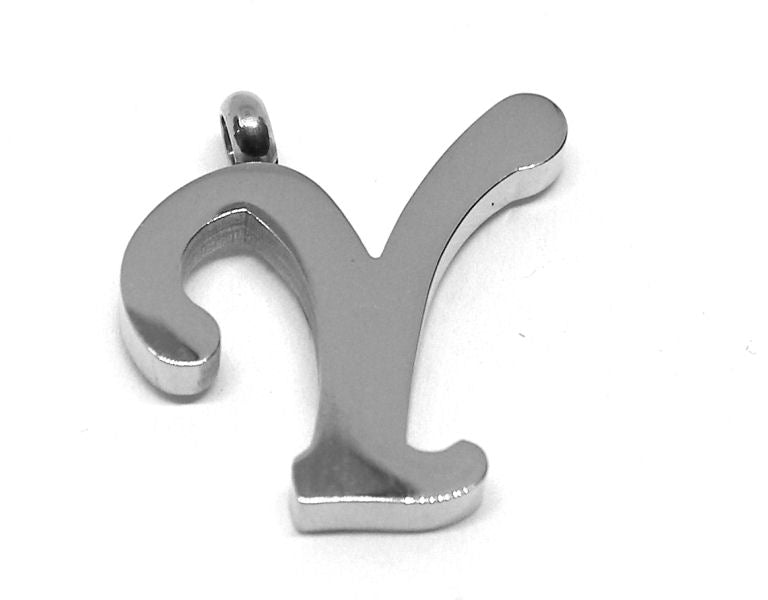 Colgante Letra de acero inox 304 16~19x6~19x2mm Agujero:2mm Y - - Crystaldreams Abalorios