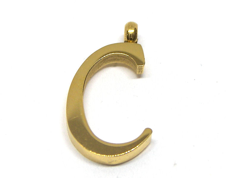 Colgante Letra de acero inox 304 Gold 16~19x6~19x2mm Aguj:2mm C - - Crystaldreams Abalorios