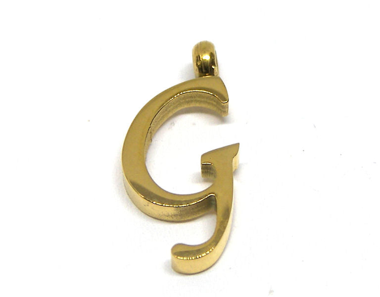 Colgante Letra de acero inox 304 Gold 16~19x6~19x2mm Aguj:2mm G - - Crystaldreams Abalorios