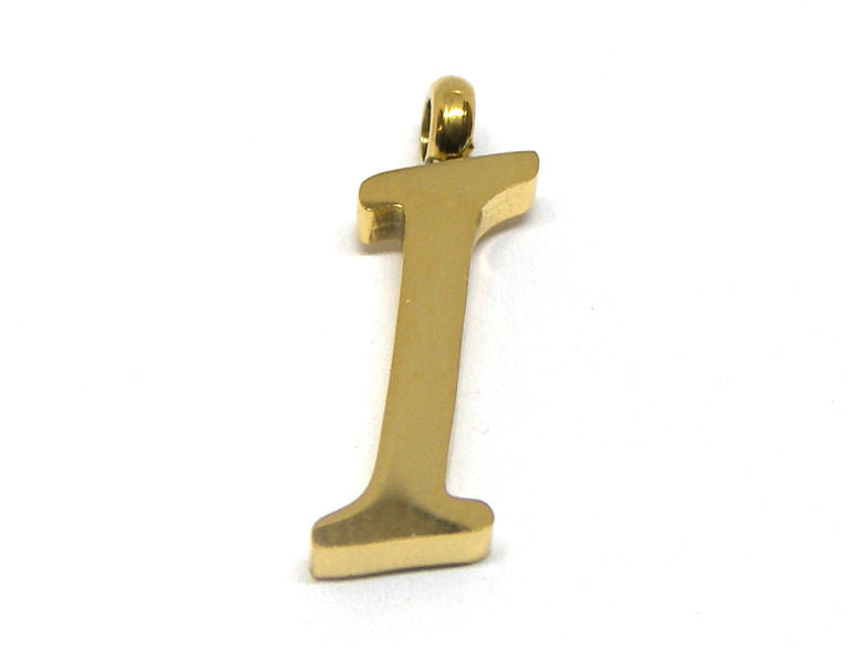 Colgante Letra de acero inox 304 Gold 16~19x6~19x2mm Aguj:2mm I - - Crystaldreams Abalorios