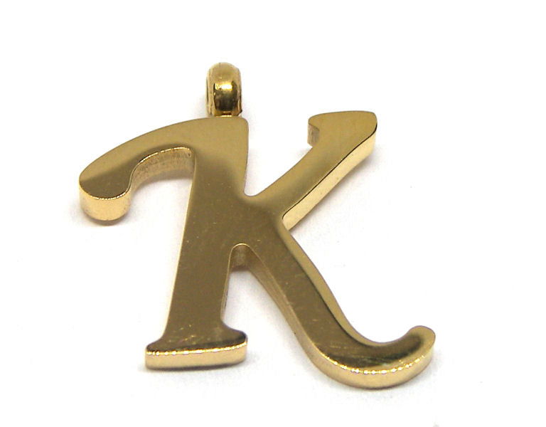 Colgante Letra de acero inox 304 Gold 16~19x6~19x2mm Aguj:2mm K - - Crystaldreams Abalorios