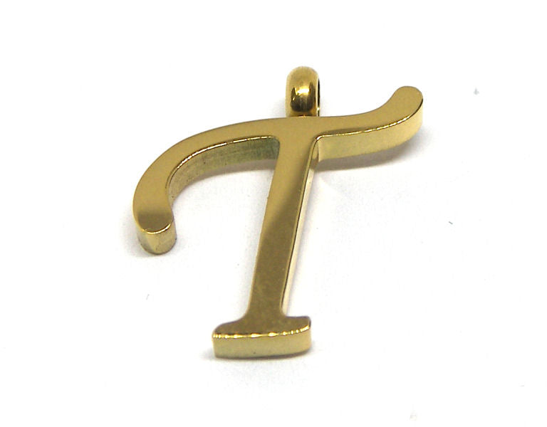 Colgante Letra de acero inox 304 Gold 16~19x6~19x2mm Aguj:2mm T - - Crystaldreams Abalorios