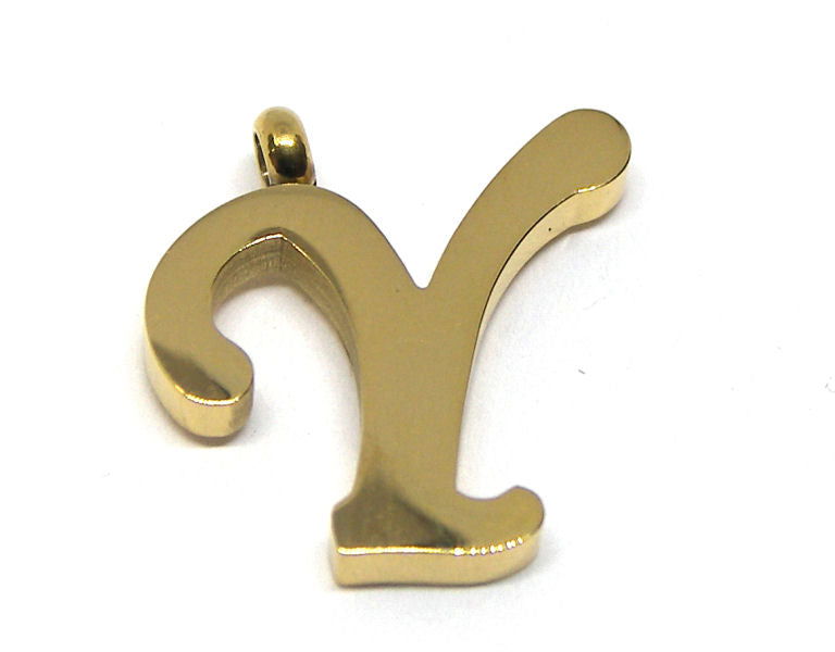Colgante Letra de acero inox 304 Gold 16~19x6~19x2mm Aguj:2mm Y - - Crystaldreams Abalorios