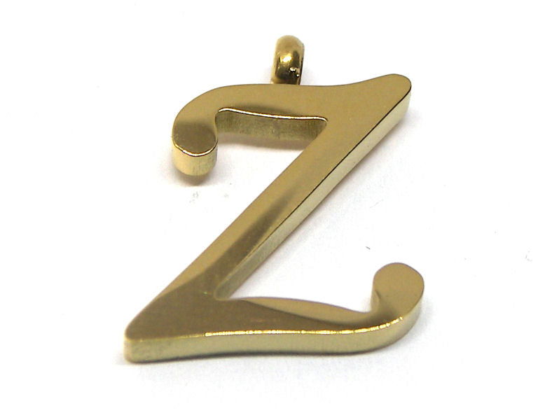 Colgante Letra de acero inox 304 Gold 16~19x6~19x2mm Aguj:2mm Z - - Crystaldreams Abalorios
