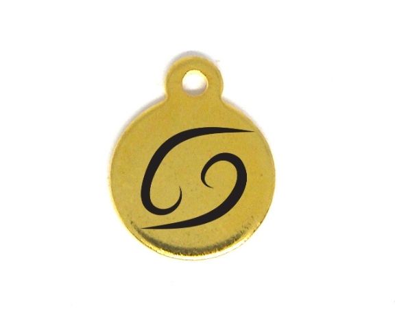 Colgante Zodiac acero inox 304 Dorado 10mm Aguje:1mm CANCER - - Crystaldreams Abalorios