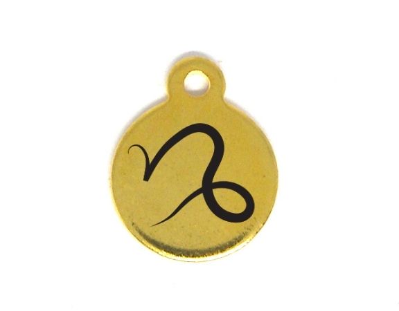 Colgante Zodiac acero inox 304 Dorado 10mm Aguje:1mm CAPRICORN - - Crystaldreams Abalorios