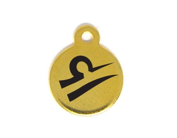 Colgante Zodiac acero inox 304 Dorado 10mm Aguje:1mm LIBRA - - Crystaldreams Abalorios