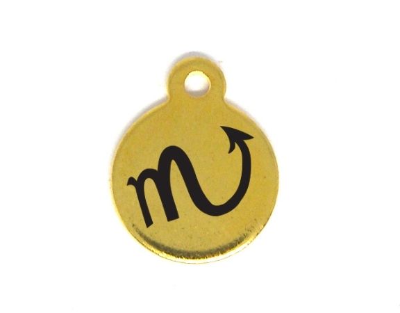 Colgante Zodiac acero inox 304 Dorado 10mm Aguje:1mm SCORPIO - - Crystaldreams Abalorios