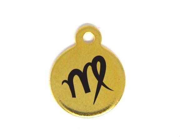 Colgante Zodiac acero inox 304 Dorado 10mm Aguje:1mm VIRGO - - Crystaldreams Abalorios