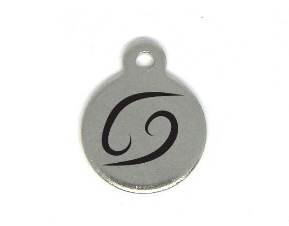 Colgante Zodiac de acero inox 304 10mm Agujero:1mm CANCER - - Crystaldreams Abalorios