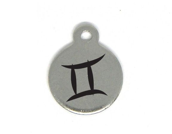 Colgante Zodiac de acero inox 304 10mm Agujero:1mm GEMINI - - Crystaldreams Abalorios