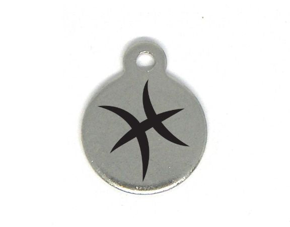 Colgante Zodiac de acero inox 304 10mm Agujero:1mm PISCES - - Crystaldreams Abalorios