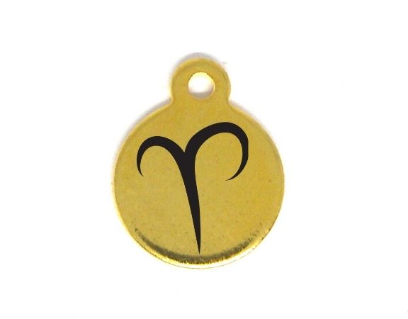 Colgante Zodiac de acero inox 304 Dorado 10mm Agujero:1mm ARIES - - Crystaldreams Abalorios