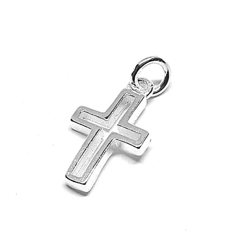 Colgante de plata de ley 925 - 12,5mm - Cross - - Crystaldreams Abalorios
