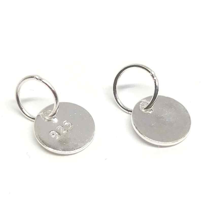 Colgantes plata de ley 925 dijes redondos planos 6x0,6mm - - Crystaldreams Abalorios