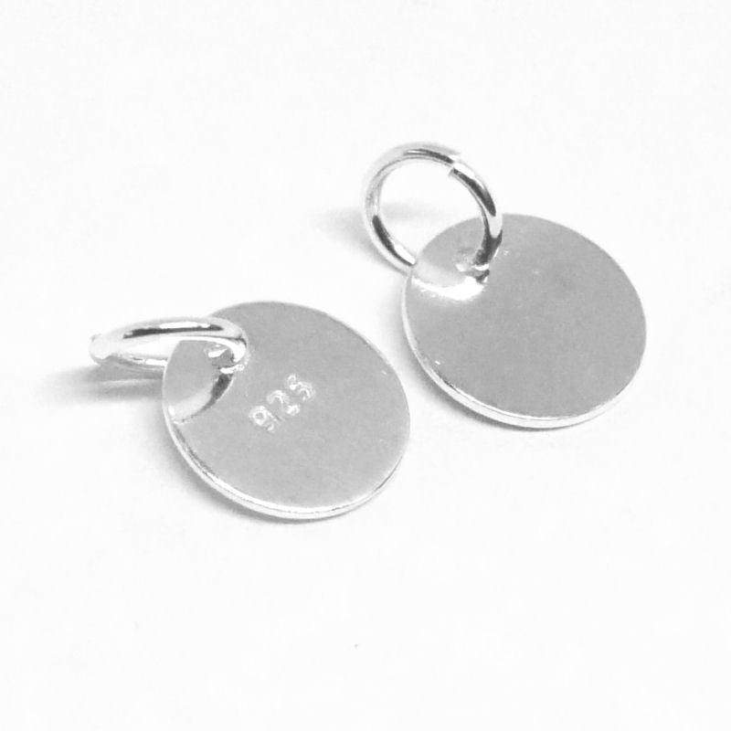 Colgantes plata de ley 925 dijes redondos planos 8x0,6mm - - Crystaldreams Abalorios