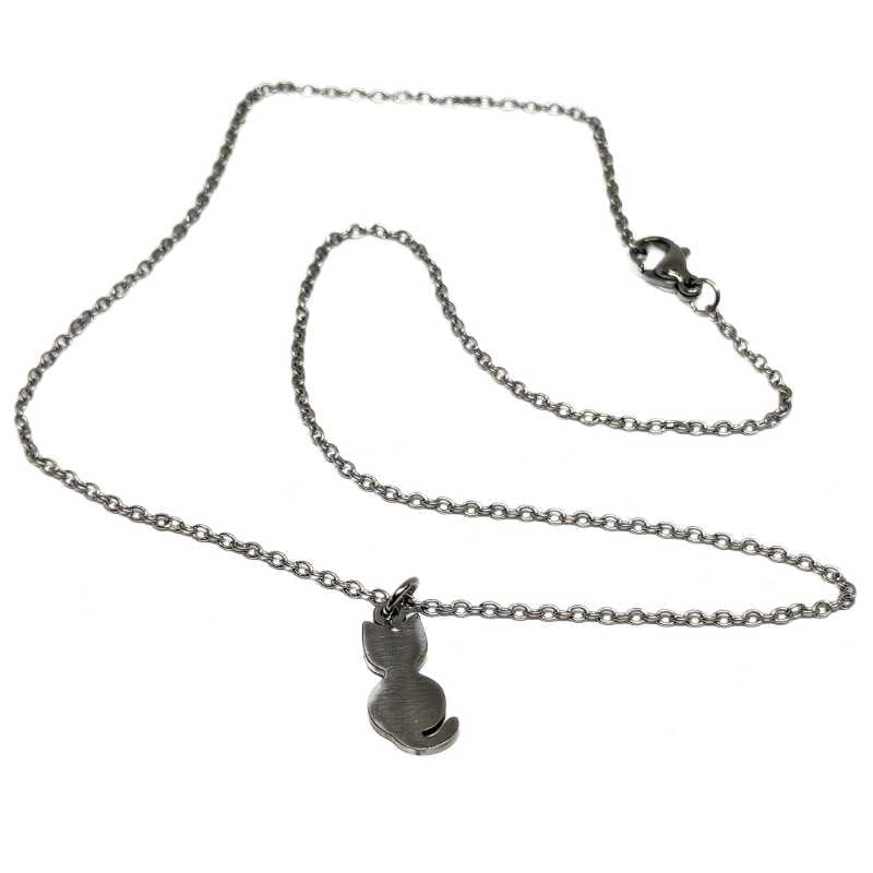 Collar mosquetón cadena extensió Acero Inox 304 Platinum 45cm TE - - Crystaldreams Abalorios