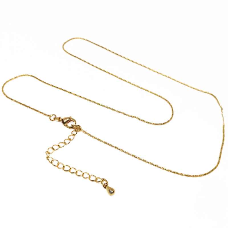 Collar mosquetón cadena extensió latón chapado Oro real 18K 45cm - - Crystaldreams Abalorios