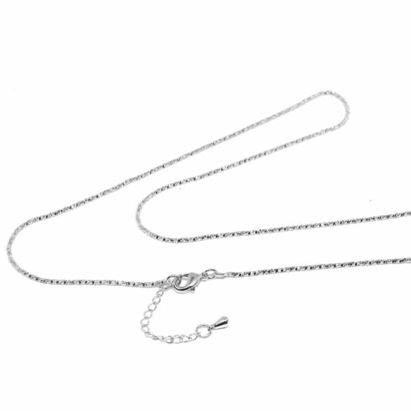 Collar mosquetón cadena extensió latón chapado Platino Real 45cm - - Crystaldreams Abalorios