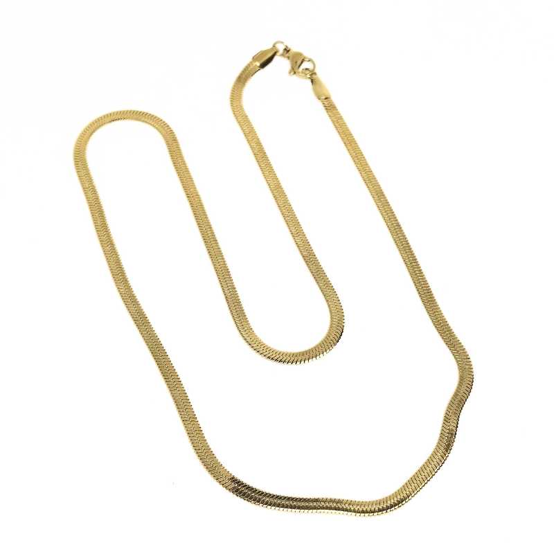 Collar mosquetón serpiente plano Acero Inox 304 Golden 45cm - - Crystaldreams Abalorios