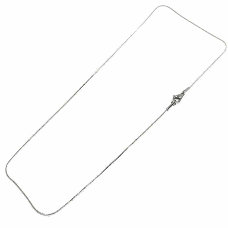 Collar mosquetón serpiente round 1mm Acero Inox 304 45cm - - Crystaldreams Abalorios