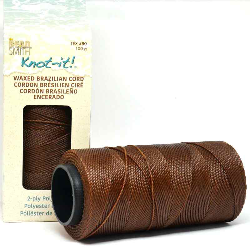 Cordón brasileño encerado 1mm de 2 cabos - Brown x 1 metro - - Crystaldreams Abalorios