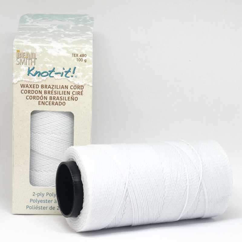 Cordón brasileño encerado 1mm de 2 cabos - Extra White x 1 metro - - Crystaldreams Abalorios