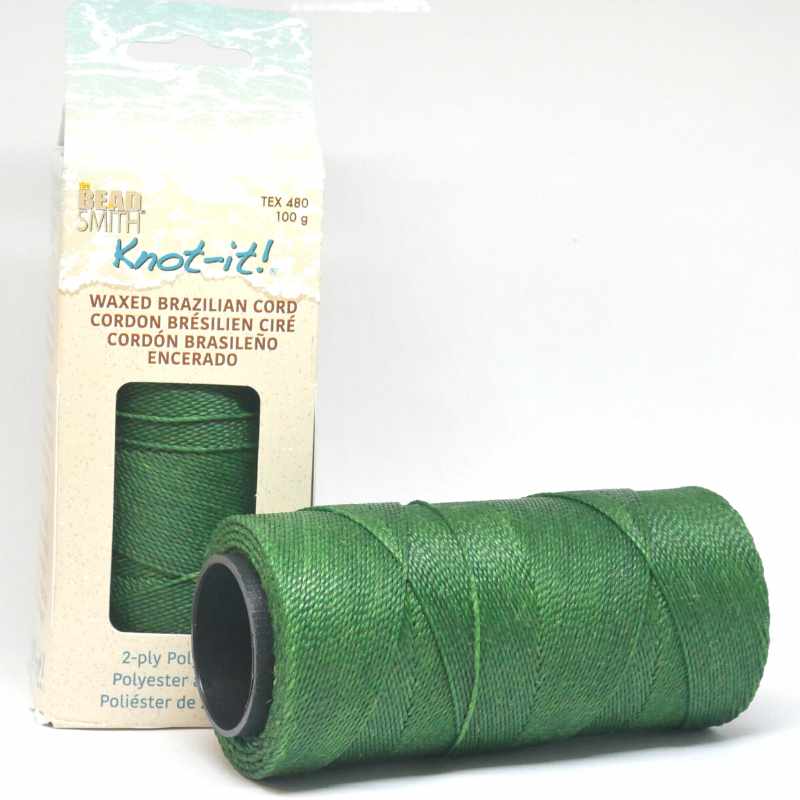 Cordón brasileño encerado 1mm de 2 cabos - Grass Green x 1 metro - - Crystaldreams Abalorios