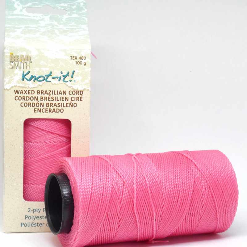 Cordón brasileño encerado 1mm de 2 cabos - Pink Fluo x 1 metro - - Crystaldreams Abalorios