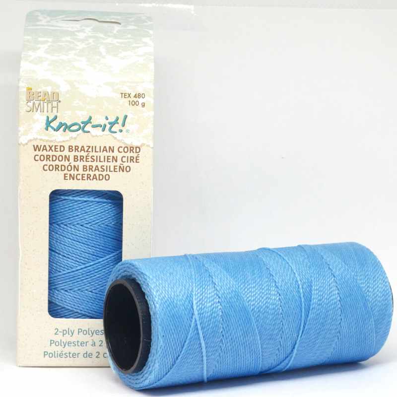 Cordón brasileño encerado 1mm de 2 cabos Cornflower x 1 metro - - Crystaldreams Abalorios