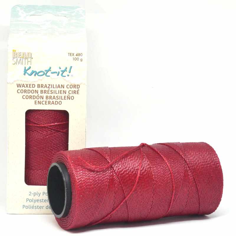 Cordón brasileño encerado 1mm de 2 cabos Dark Red x 1 metro - - Crystaldreams Abalorios