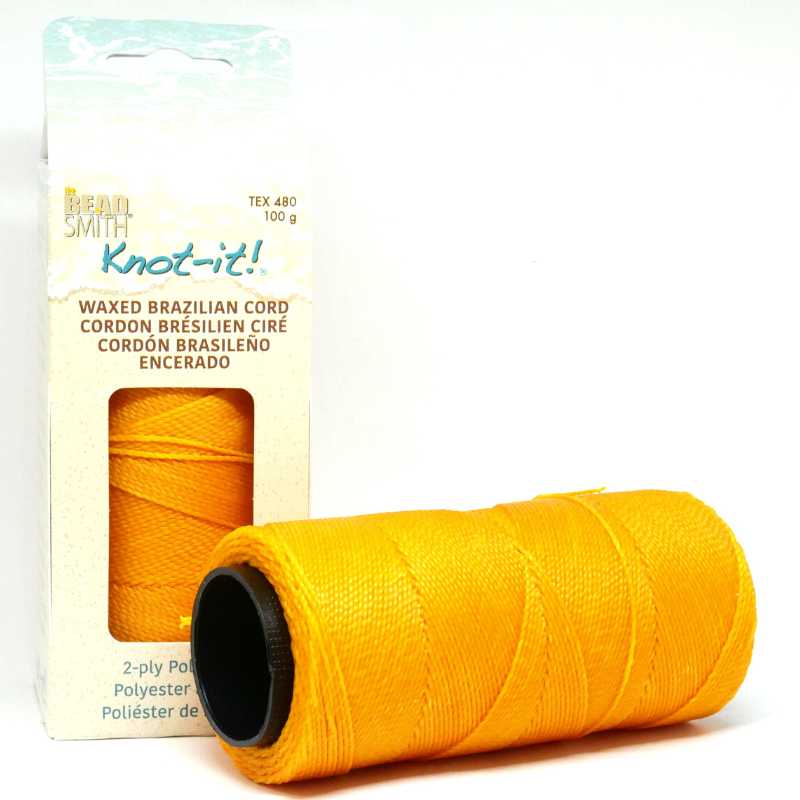 Cordón brasileño encerado 1mm de 2 cabos Golden Yellow x 1 metro - - Crystaldreams Abalorios