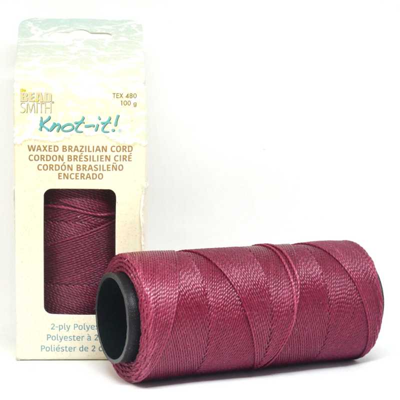 Cordón brasileño encerado 1mm de 2 cabos Rasberry x 1 metro - - Crystaldreams Abalorios