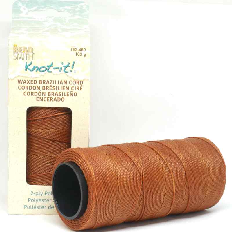 Cordón brasileño encerado de 1mm 2 cabos Chestnut x 1 metro - - Crystaldreams Abalorios