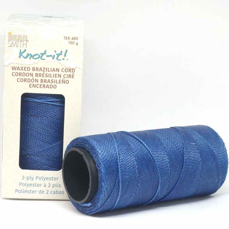 Cordón brasileño encerado de 1mm 2 cabos Deep Ocean x 1 metro - - Crystaldreams Abalorios