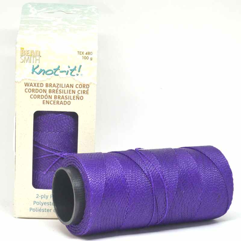 Cordón brasileño encerado de 1mm 2 cabos Neon Purple x 1 metro - - Crystaldreams Abalorios