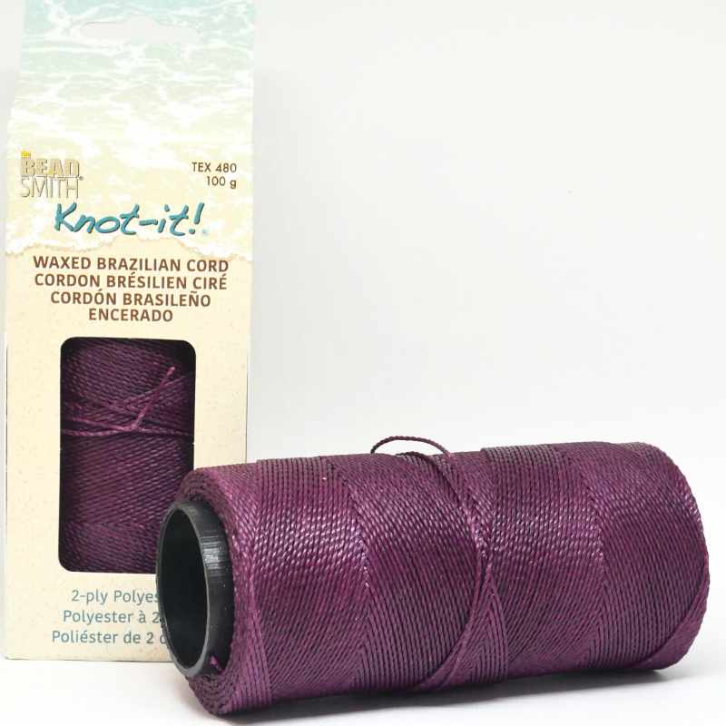 Cordón brasileño encerado de 1mm de 2 cabos - Plum x 1 metro - - Crystaldreams Abalorios