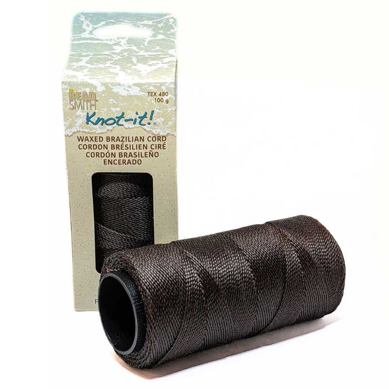 Cordón brasileño encerado de 1mm de 2 cabos - Wood x 1 metro - - Crystaldreams Abalorios