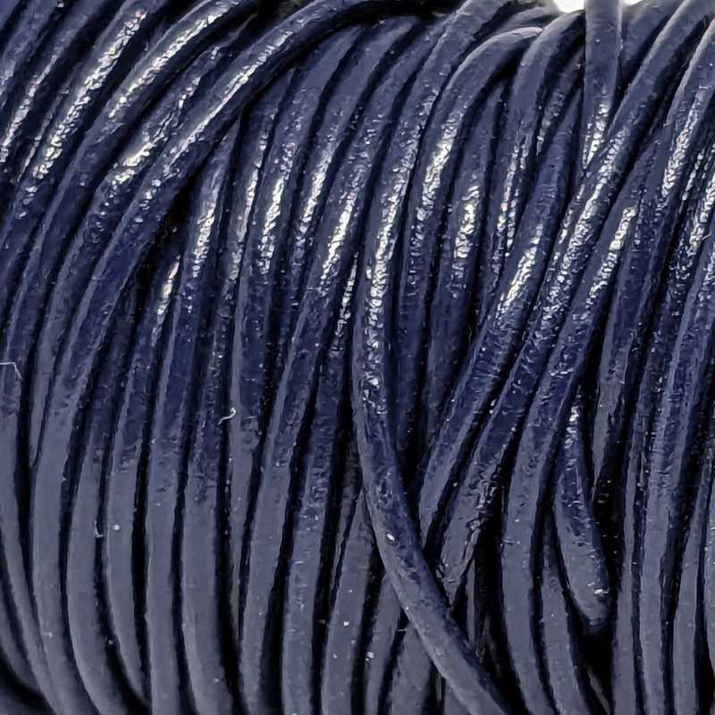 Cordon de Cuero Navy Blue - 1mm - - Crystaldreams Abalorios