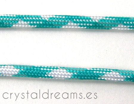 Cordon tejido de 3,5mm - Turquoise/White - 1mt. - - Crystaldreams Abalorios