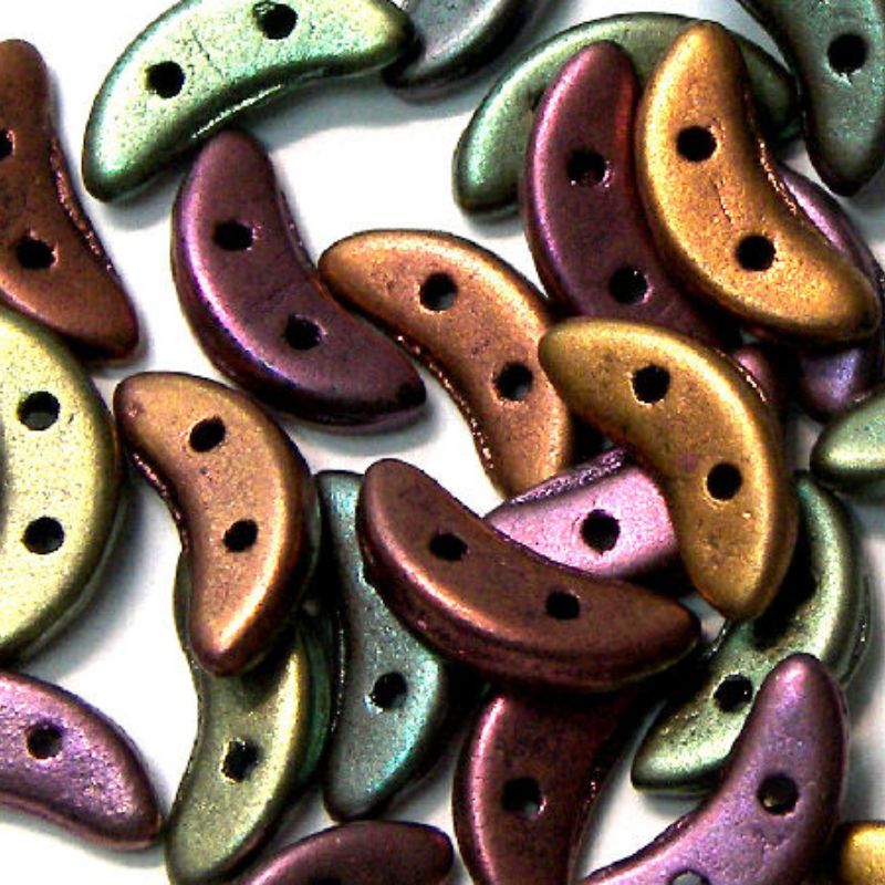 Crescent Beads 10x3mm 5gr. by Czechmates® Matte Met Bronze Iris - - Crystaldreams Abalorios
