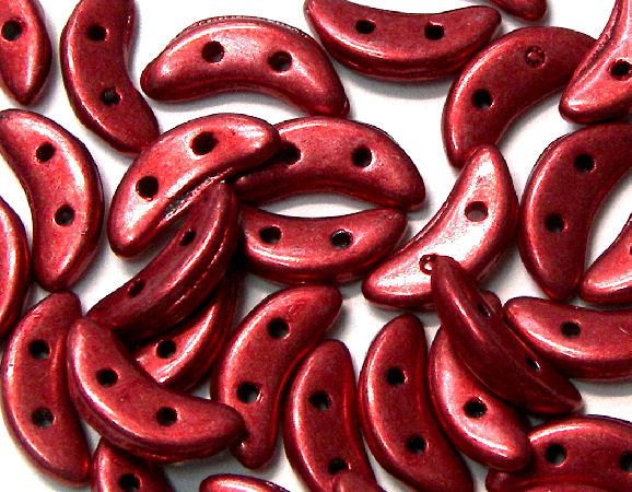 Crescent Beads 10x3mm 5gr. by Czechmates® Met. Cherry Tomato - - Crystaldreams Abalorios
