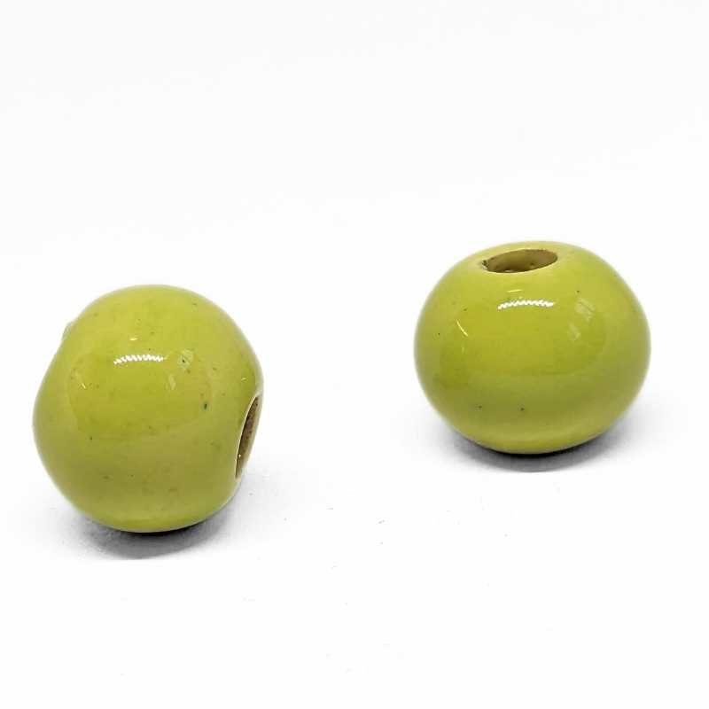 Cuenta de Porcelana - 12mm - Mod. Green Apple Agujero: 3,5mm - - Crystaldreams Abalorios