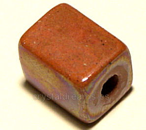 Cuenta de Porcelana - Brow AB Cube - 10x8x8mm Agujero: 2,5mm - - Crystaldreams Abalorios
