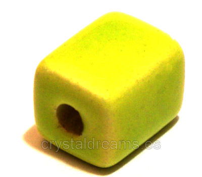 Cuenta de Porcelana - Green Cube - 10x8x8mm Agujero: 2,5mm - - Crystaldreams Abalorios