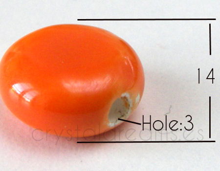 Cuenta de Porcelana Redonda -14x14x7mm Agujero:3mm - ORANGE - - Crystaldreams Abalorios