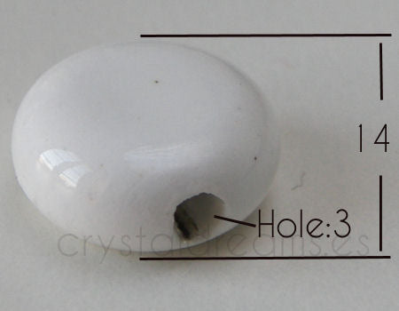 Cuenta de Porcelana Redonda -14x14x7mm Agujero:3mm - WHITE - - Crystaldreams Abalorios