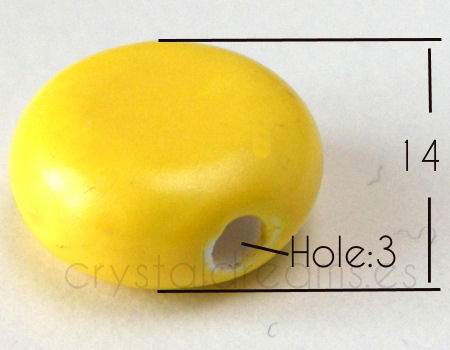 Cuenta de Porcelana Redonda -14x14x7mm Agujero:3mm - YELLOW - - Crystaldreams Abalorios