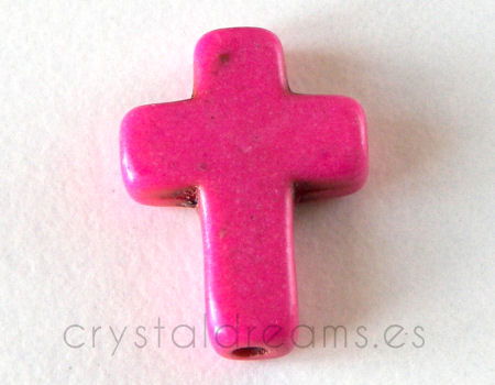 Cuenta de Turquesa Cruz 16x12x4mm - Agujero: 1,5mm - Fuchsia - - Crystaldreams Abalorios