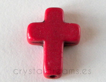 Cuenta de Turquesa Cruz 16x12x4mm - Agujero: 1,5mm - Red - - Crystaldreams Abalorios